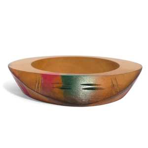 Brazalete de Madera Tallado a Mano, Estilo Años 40, Diseño de Hoja de Palma de Teca Ahumada, Pulseras de Madera de Teca, Joyería Artesanal Ecológica, Única y Encerada - Product Image 3