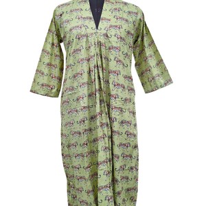 Robe longue trapèze bohème en coton indien à rayures, col en V, respirante, sans manches, smockée, pour femme, usage quotidien - Product Image 3