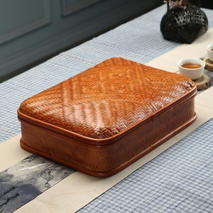 Handmade Bamboo Storage <b>Basket</b> Woven Rectangular Organizer Box <b>with</b> <b>Lid</b> for Home Table Decor - Product Image 3