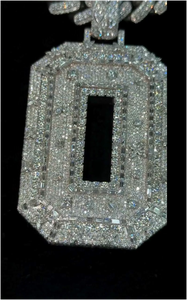 Collar con Colgante de Plata de Ley S925 de Alta Calidad Personalizado con Diamantes de Moissanita VVS, Número del 0 al 9, para Hombre - Product Image 2