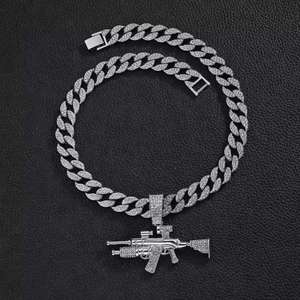 Chaîne pendentif en argent Moissanite style Hip Hop Cuban Link léger, fabrication indienne, pour hommes, collection 2024, prix bas disponible - Product Image 2
