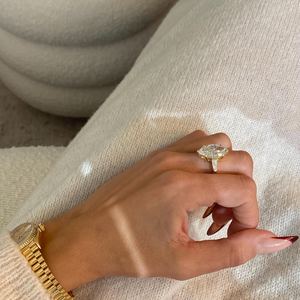 8 Carat Marquise Cut Lab Grown Diamond 18K Gold Plated Engagement <b>Ring</b> for Women | Luxury Solitaire IGI Certification Diamonds - Product Image 2