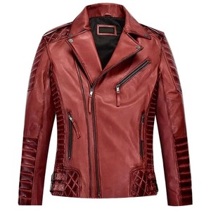 เสื้อแจ็คเก็ตหนังสีแดงไหม้สไตล์เรโทรโดยชาร์ลส์ - Product Image 1