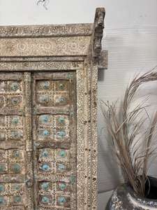 Porte en bois massif antique avec cadre sculpté à la main, style moderne du milieu du siècle, pour villa de luxe, chambre, salon, salle à manger - Product Image 4