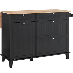 Carrello da Cucina Moderno da 50 Pollici con Piano in Legno, Contenitore per Rifiuti da 10 Galloni, Bar per Colazione e Tavolo da Pranzo in Stile Rustico per Soggiorno - Product Image 4