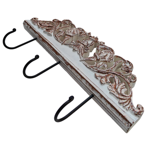 Smart Art Wood Carving Home <b>Key</b> & Clothing Storage White Wash Hanging 3 <b>Hooks</b> Handmade <b>Wall</b> <b>Key</b> Hanger Engineered Wood <b>Key</b> <b>Hooks</b> - Product Image 4