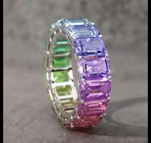 Anillo de Oro Blanco de 14K con Múltiples Zafiros de Alta Calidad para Mujer, Regalo de Joyería para Ella - Product Image 2