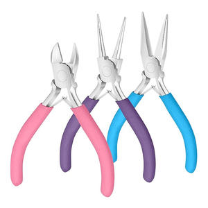 3 Pcs Precision Jewelry Making <b>Pliers</b> <b>Set</b> Side Cutter Round Nose Chain Nose Craft Tools with Pastel Ergonomic Handles - Product Image 1