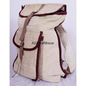 Sac à dos artisanal unisexe de taille moyenne en toile 100% coton, léger, vintage, 20L, avec fermeture à glissière et boucle, idéal pour la natation et le camping - Product Image 3