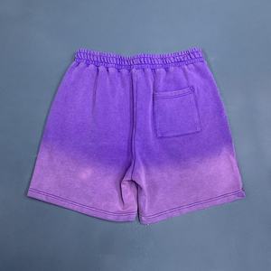 Pantalones Cortos de Felpa Lavada Morados para Hombre, Diseño de Estrella con Letras Bordadas, Estilo Urbano Informal, con Cordón Ajustable, de Algodón, con Logotipo Personalizado - Product Image 6