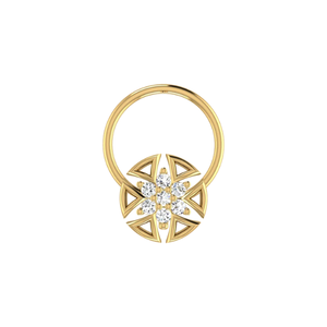 AJRETAIL 14K <b>Gold</b> GIA Certified Shimmering 0.03ct Antique Natural Diamond Flower Shape Ethnic Women's <b>Nose</b> Pin for Wedding - Product Image 1