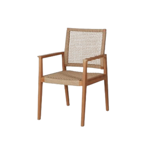 Fauteuils en rotin et bois de teck fabriqués en Indonésie, chaises de jardin pour la salle à manger, en vente - Product Image 4