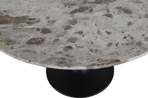 โต๊ะอาหารทรงกลมทันสมัยพร้อมท็อปหินอ่อนและฐานโลหะแบบขาตั้ง 4 ที่นั่ง - Product Image 3