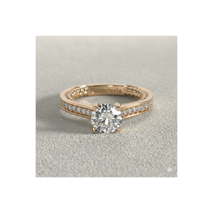 Anillo de Compromiso con Diamante Cultivado en Laboratorio, Oro de 14K, Corte Redondo, Banda Pavé, Fabricante de Joyería Personalizada, OEM, ODM - Product Image 1