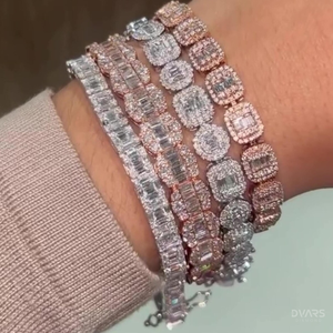 Pulseras de Cadena y Eslabones de Moissanita VVS, Plata de Ley 925, Joyería de Lujo para Compromiso, Chapado en Oro, Certificado GCI e IDGL - Product Image 5