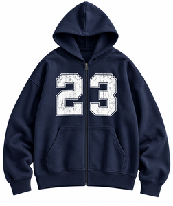Sudadera con Capucha y Cremallera para Hombre, con Estampado del Número 23, Estilo Casual, Corte Holgado, para Otoño - Product Image 1