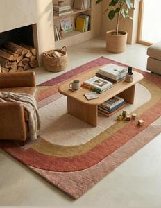 Tapis de sol contemporain à poils moyens 10-14 mm, motif abstrait, en laine tuftée à la main, antidérapant, couleur ivoire, terre cuite, moutarde, le plus vendu - Product Image 3