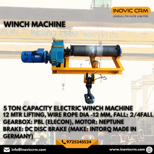 รอกไฟฟ้าอุตสาหกรรม INOVIC CRM 5 ตัน สายสลิงเหล็กยาว 30 เมตร 5518 มม. พร้อมเบรก ABB DC มอเตอร์ 1400 วัตต์ สีเหลือง รุ่น 106 - Product Image 2