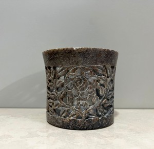 Hand Carved Marble Candle Holder | Dark Stone Tealight Holder | Decorative Handmade Candle Stand | Home Décor Lantern - Product Image 3