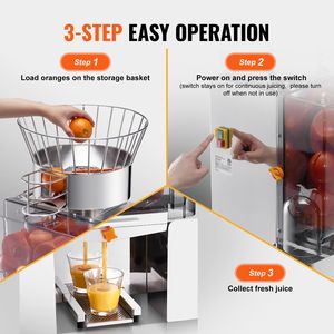 Spremiagrumi Automatico Commerciale da 120W in Acciaio Inox, Estrattore di Succo con Capacità di 25 Arance al Minuto, Voltaggio 110V - Product Image 6