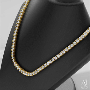 10k Gold Plated Moissanite Tennis Necklace Round Brilliant Cut <b>Box</b> <b>Chain</b> Hip Hop Jewelry for Wedding Party - Product Image 1