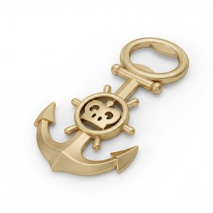 Décapsuleur en gros personnalisé en forme d'ancre dorée, décapsuleur nautique, décapsuleur couronne, décapsuleur gouvernail, cadeaux souvenirs pour mariage et fête, prix d'usine - Product Image 1