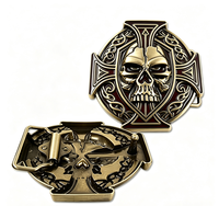 Boucle de ceinture en alliage de zinc personnalisable, type occidental, motif crâne et croix rouge, haute stabilité, résistante à la charge, facile à enfiler, pour hommes - Vente chaude