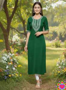 Kurtis Indios de Uso Diario y Casual, Simples, de Algodón Sulb, con Bordado de Lentejuelas, Tallas Grandes Disponibles - Product Image 6