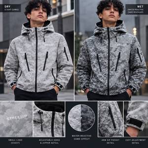 Trendy Thermochromic Zip up Jacket Windbreaker <b>Men's</b> <b>Thermal</b> reactive Jacket Boxy Lightweight Color Changing jacket for <b>men</b> OEM - Product Image 2