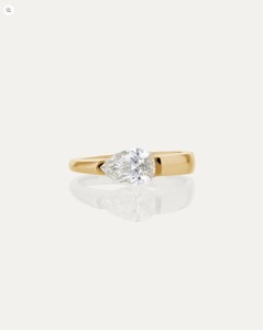 Pear Moissanite <b>Solitaire</b> <b>Ring</b> 925 Sterling <b>Silver</b> Yellow Gold Plated Engagement Anniversary Party Wedding <b>Ring</b> - Product Image 1