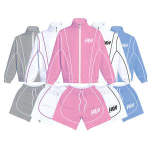 Men's Breathable Hooded Tracksuit Set Full Sleeve Jacket Shorts Solid Color Sporty Design Spring Eco-Friendly Lightweight - Product Image 3