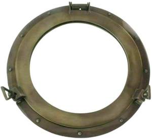 <b>Antique</b> Finished Porthole Mirror Wall Hanging Vintage Nautical Style Round Wall Mirror for Home Office Decor - Product Image 4