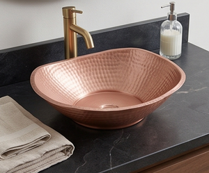 Elegant Handmade Copper <b>Kitchen</b> <b>Sink</b> Rectangular Single <b>Bowl</b> Above Counter Matte Brushed Rustic Design <b>For</b> <b>Kitchen</b> Use - Product Image 6