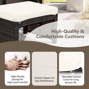 2 Ottomanes en rotin rembourrées et confortables pour canapés de jardin et décoration de terrasse - Product Image 2
