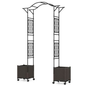 2-in-1 Self-Watering Garden Arch with <b>Lockable</b> Wheels 8 Planter <b>Boxes</b> & PE Coated Metal for Flower Pots & Planters - Product Image 2