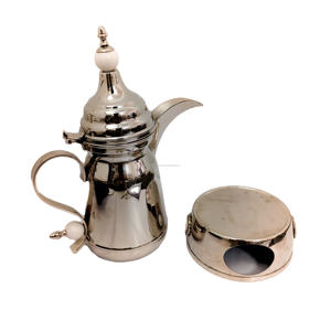 Base Calentadora Premium para Cafetera Árabe Dallah Plateada - Diseño Clásico 1L, Tetera Ecológica con Detalles de Mármol Blanco para Buffets y Eventos - Product Image 1