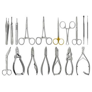 17 Pcs Podiatry Pack Foot Care Chiropodist Tools Set Professional Toenail Pedicure Instrument Kit with Carrying Case - Product Image 1