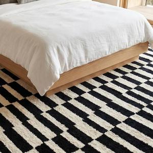 Alfombra Moderna a Cuadros Blancos y Negros, Alfombra Geométrica con Diseño de Cuadros, Hecha a Mano, para Decoración de Sala de Estar y Dormitorio - Product Image 3