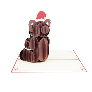 Invitación Navideña 3D Personalizada, Diseño de Oso Pardo en Papel Hecho a Mano - Product Image 4