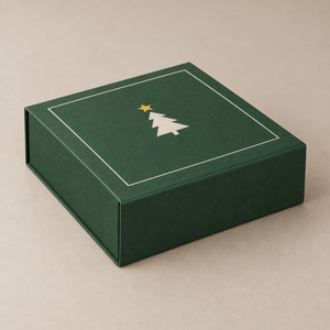 <b>Christmas</b> Rigid Paper <b>Gift</b> <b>Box</b> Square Cardboard Packaging <b>Box</b> with Foil Stamping for Corporate Holiday Basket - Product Image 4