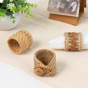 Anillo de Servilleta Redondo de Ratán Tejido a Mano de Primera Calidad para Decoración de Mesa de Restaurante, Cafetería y Hogar, Diseño Ecológico - Product Image 3