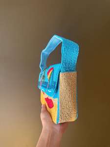 Beaded Beach Scene Handbag – Summer Coastal Purse with Palm <b>Trees</b> & Umbrella Design - Product Image 2