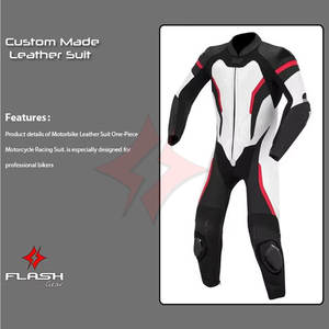 Traje de Motociclismo de Cuero Personalizado en Blanco y Negro, Traje de Motociclista de Carreras Rápido con Diseño Profesional - Product Image 4