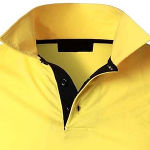 Polo à manches courtes jaune pour homme, couleur unie, décontracté, tricoté, boutonné devant, coupe classique, anti-plis - Product Image 5