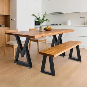 Black Steel A-Frame Furniture Legs for Table Industrial Design Heavy Duty Living Room Use with Screws and Glides - Product Image 6