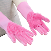 Gants de lavage de vaisselle en silicone de qualité alimentaire, épaisseur moyenne, spécialisés, antiadhésifs, imperméables, pour la cuisine, protègent les mains, résistent à la graisse