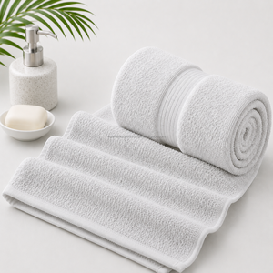 400 GSM Cotton Bath Towels Hospital Quality Thick Feel Lightweight Quick Dry Fabric OEM Private <b>Label</b> Manufacturer Supplier - Product Image 1