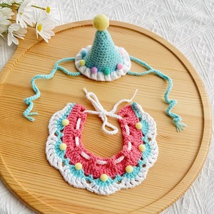 Pet <b>Cat</b> Birthday <b>Hat</b> Pet Party Dress Up Photo Decoration Dog Neck Cute Handmade Set Dog Accessories for Small Cotton Material - Product Image 6
