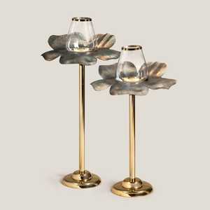 Portavelas Floral Shine On con Soporte de Vidrio para Decoración del Hogar, Diseño Metálico Resistente al Calor - Product Image 4