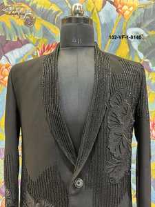 เสื้อเบลเซอร์สีดำ Asymmetrical Nightfall Orchid รุ่น TR Lachka ปกแบบ Shawl ประดับลูกปัดแนวตั้งลายดอกไม้ 3 มิติ - Product Image 2